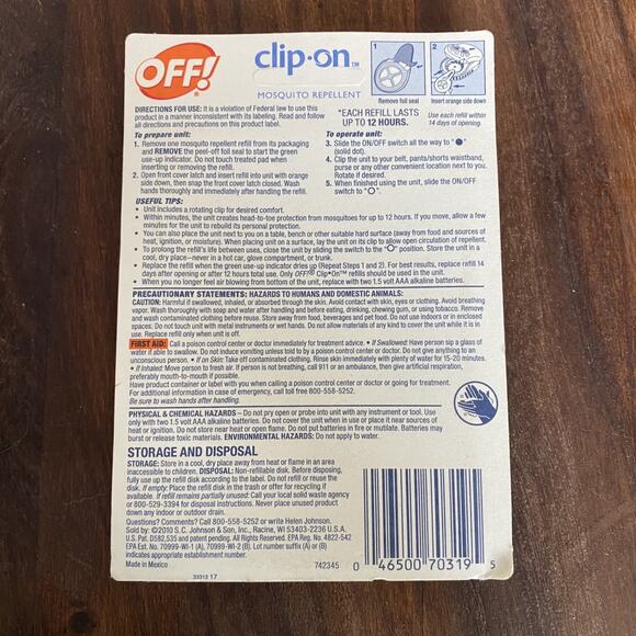 New Off! Clip On Fan Circulated Mosquito Repellent w/ 2 Refills Johnson - Picture 6 of 6